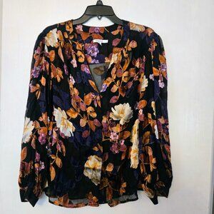 Chico's black floral sheer L/S blouse Size 3/XL